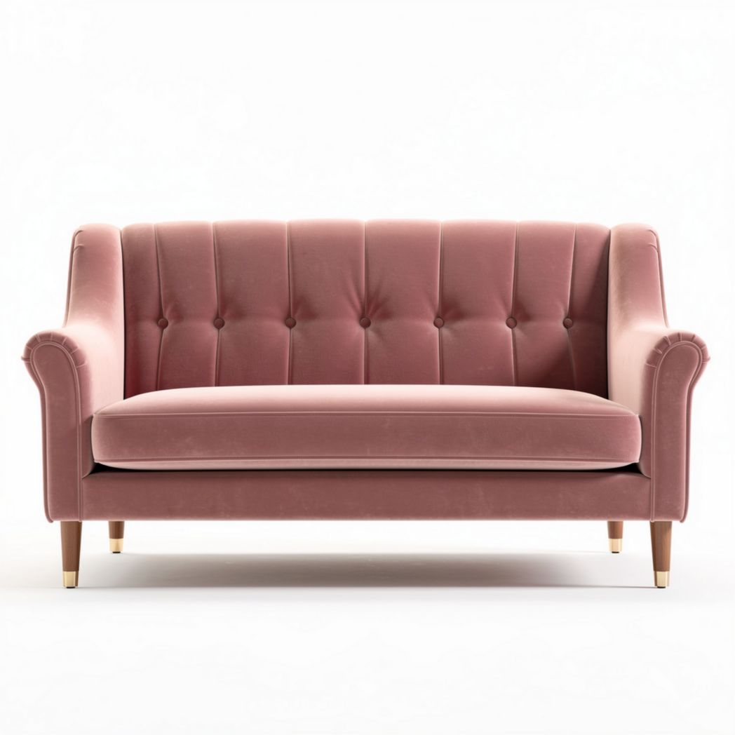 Divano in velluto rosa con struttura in legno 120 x 80 x 70cm