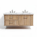 Mobile bagno sospeso in legno con piano in marmo grigio 120 x 50 x 40cm