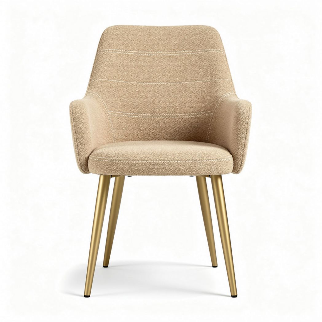 Sedia in tessuto beige con gambe in metallo dorato dimensioni 55 x 60 x 80cm