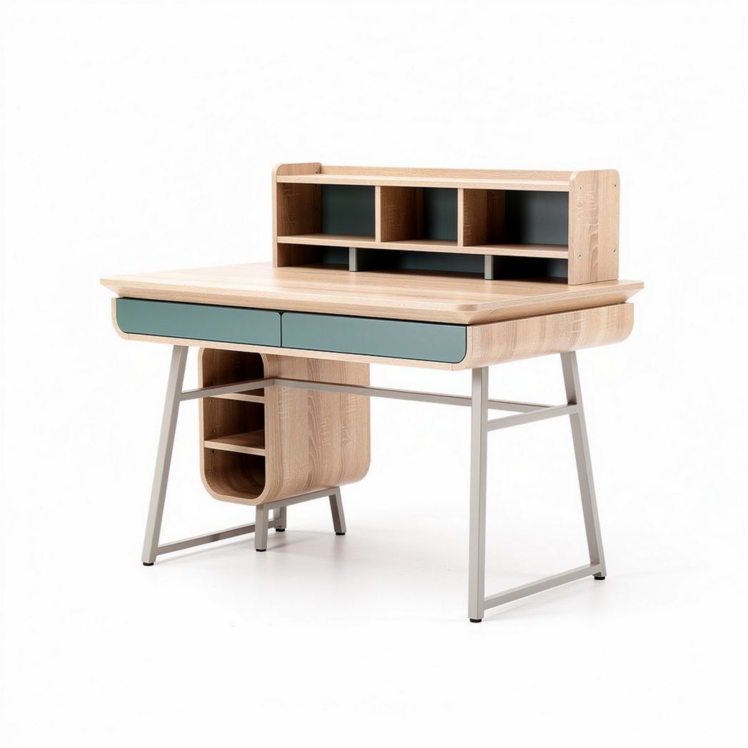 Scrivania moderna in legno con ripiano superiore e cassetti 120 x 60 x 75cm