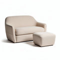 Divano in tessuto beige con pouf coordinato dimensioni 90 x 75 x 70cm