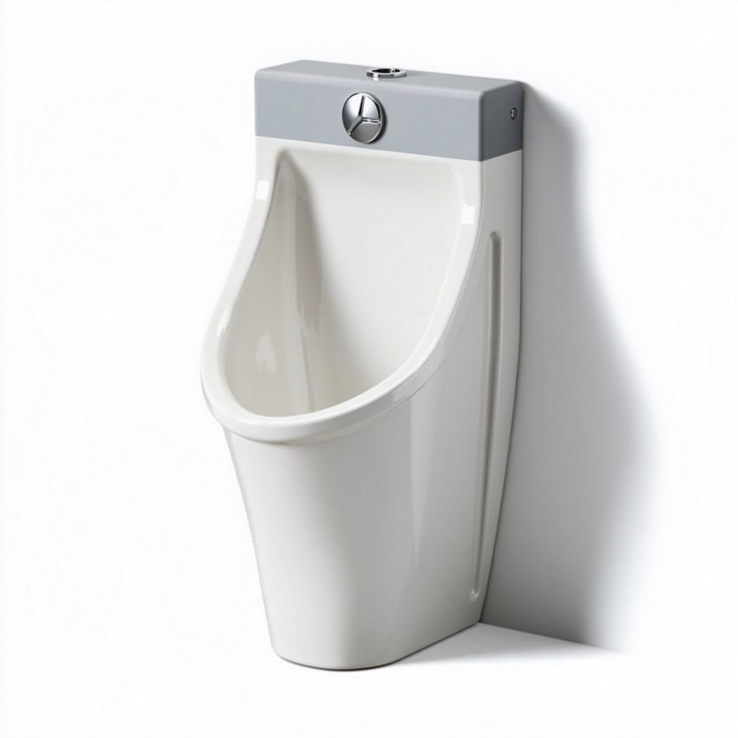 Urinale sospeso in ceramica bianca con coperchio grigio dimensioni 40 x 30 x 80cm