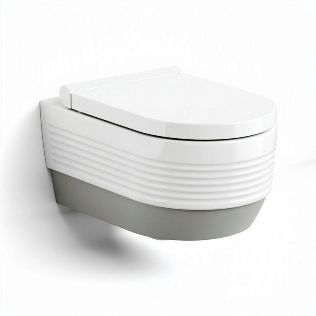 Wc sospeso bianco con pannello posteriore in grigio 70 x 38 x 40cm