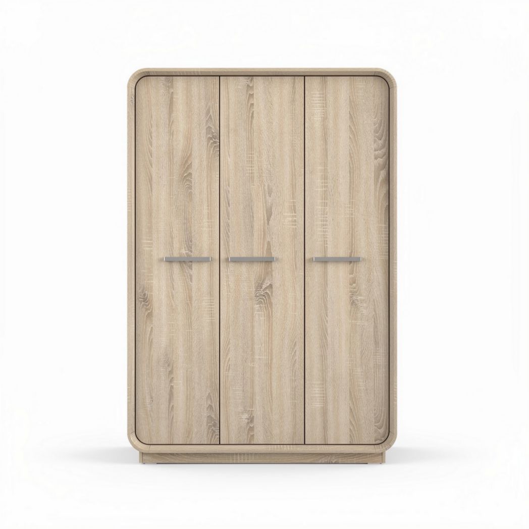 Armadio a tre ante in legno effetto naturale dimensioni 150 x 90 x 210 cm