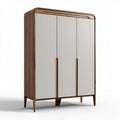 Armadio in legno con ante bianche rigate dimensioni 180 x 100 x 50 cm