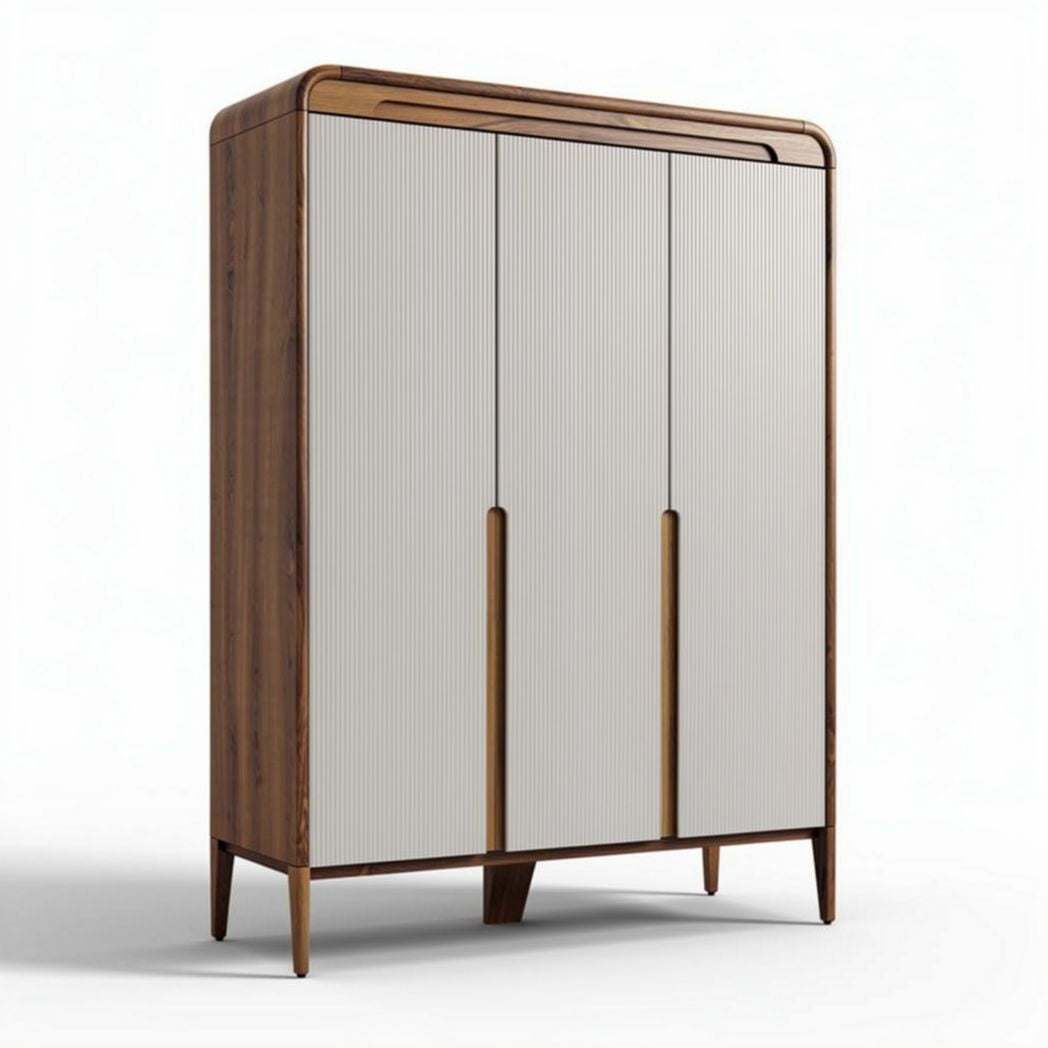 Armadio in legno con ante bianche rigate dimensioni 180 x 100 x 50 cm