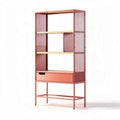 Scaffale metallico rosa con ripiani in legno dimensioni 80 x 40 x 150cm